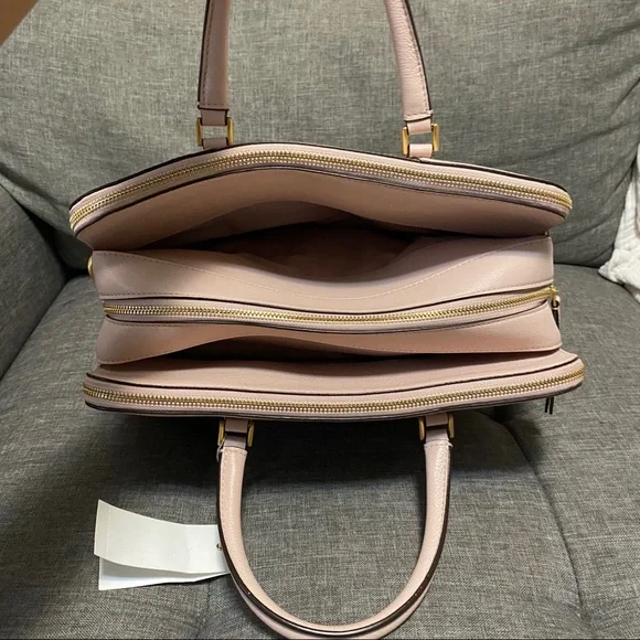 Tory Burch Georgia Double Zip Pebbled shell pink